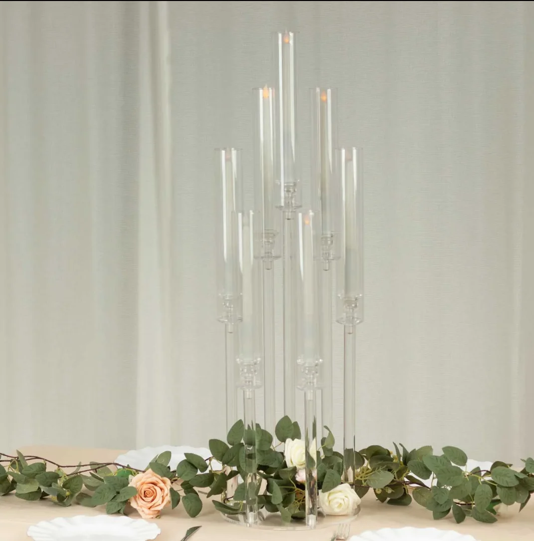 7 Arm Clear Wedding Acrylic Candle Holder Acrylic Candle Stick Stand Table Centerpieces wedding Decorations Wedding Candelabra