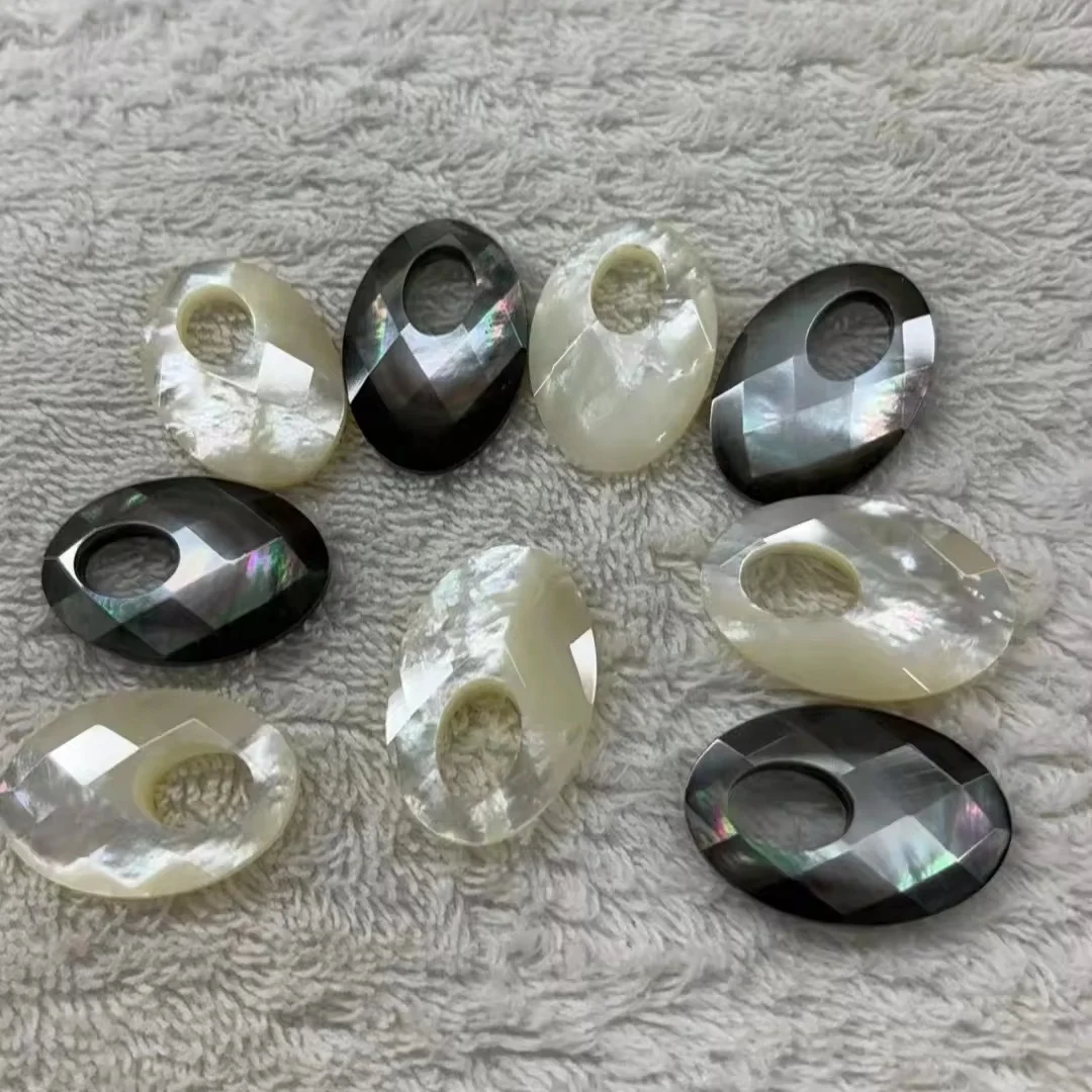 Natural White Mother Of Pearl Shell Charm Black MOP Shell Pendant for Jewelry Bracelet Necklace DIY