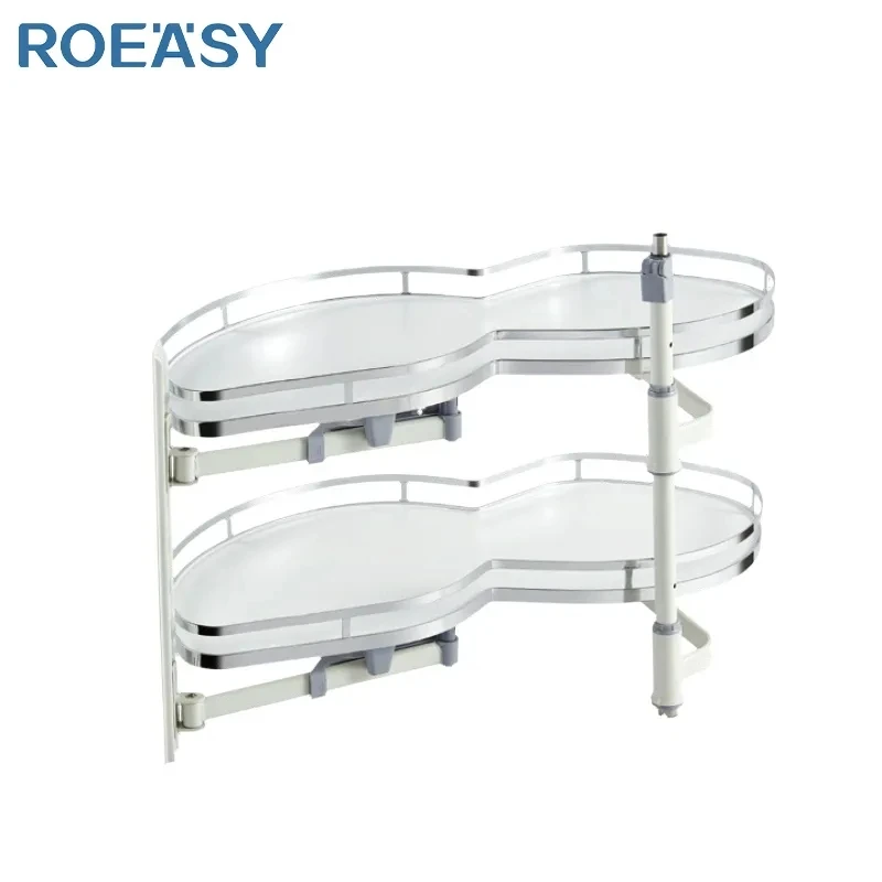 ROEASY Magic Corner 2 Tiers Cabinet Storage Swing Tray  Soft Closing Sliding Pull Out Basket for Cabinet Blind Corner