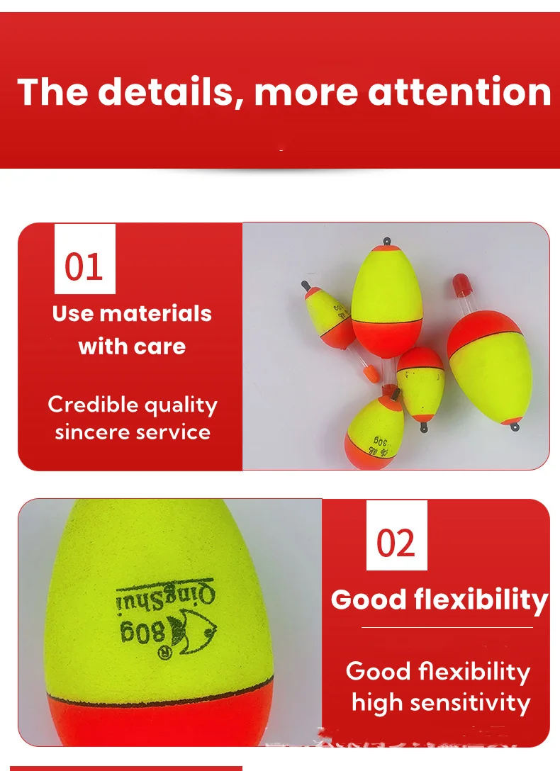 Long Throw EVA Foam Fish Float with Luminous Stick Wild Fishing Belly Insert-Foam Chain Fish Float