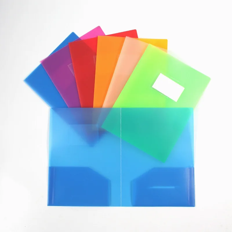 Office School Supplies Double Pockets PP Presentation Folder with Label Pocket