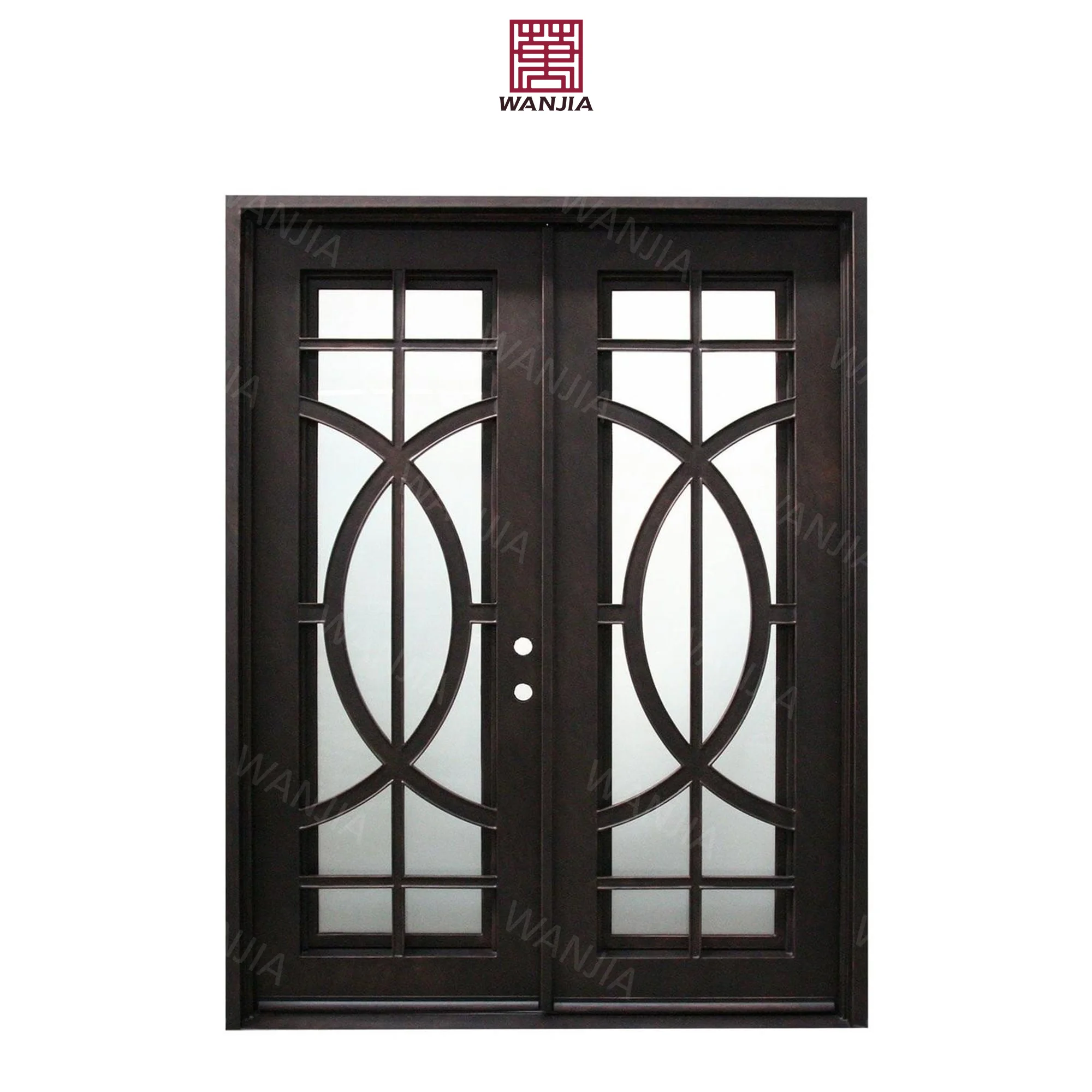 WANJIA wrought iron window grill desig patio balcony entry door wrought iron french iron double doors