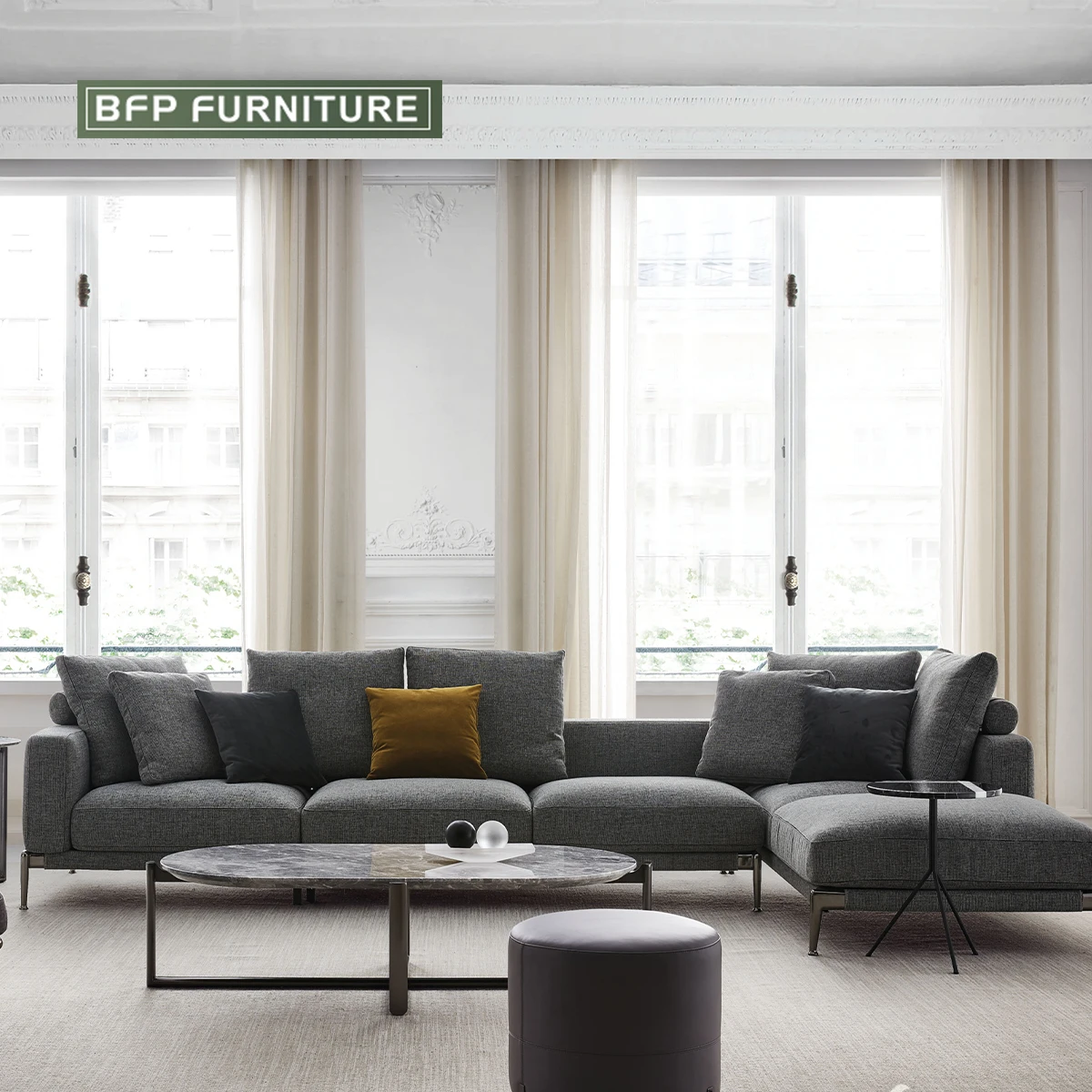 BFP Home Modern Italian style sofa Washable Technology Fabric Sofa Set Furniture modular  Living Room Sofa