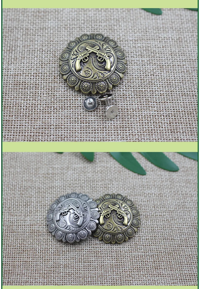 wholesale custom latest fashion long top design western conchos for leather