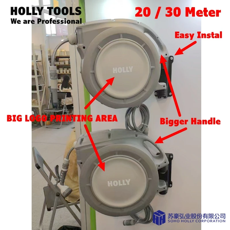 New 100ft Air Hose Auto Rewind Wall Mountable 30 Meter Compact Air Hose Reel 30M Automatic Retractable Pipe Roller Air Hose Reel