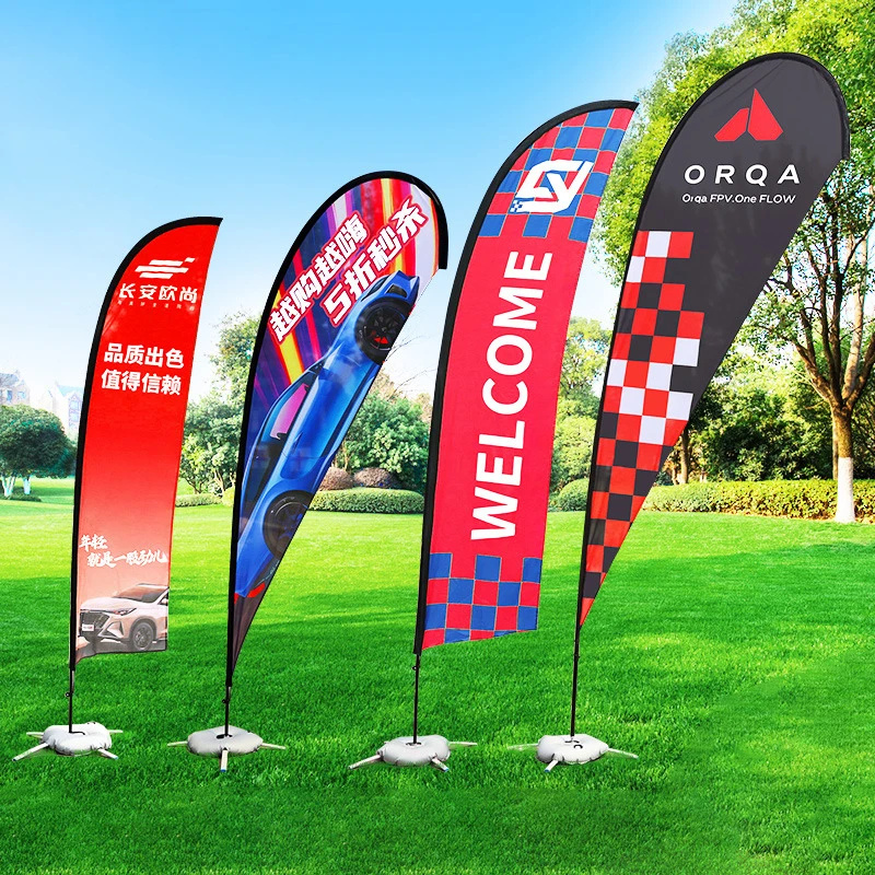 wholesale banner beach flagpole custom printed feather flag with spike base Custom Flags Double Sided With Logo