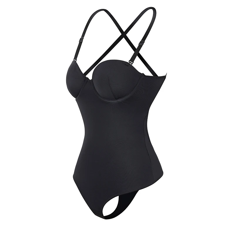 Women Solid Push-Up Lingerie Stretch Removable Sling Body Shaper Bodysuit Underwire Soft Cup Shapewear For Weight Loss