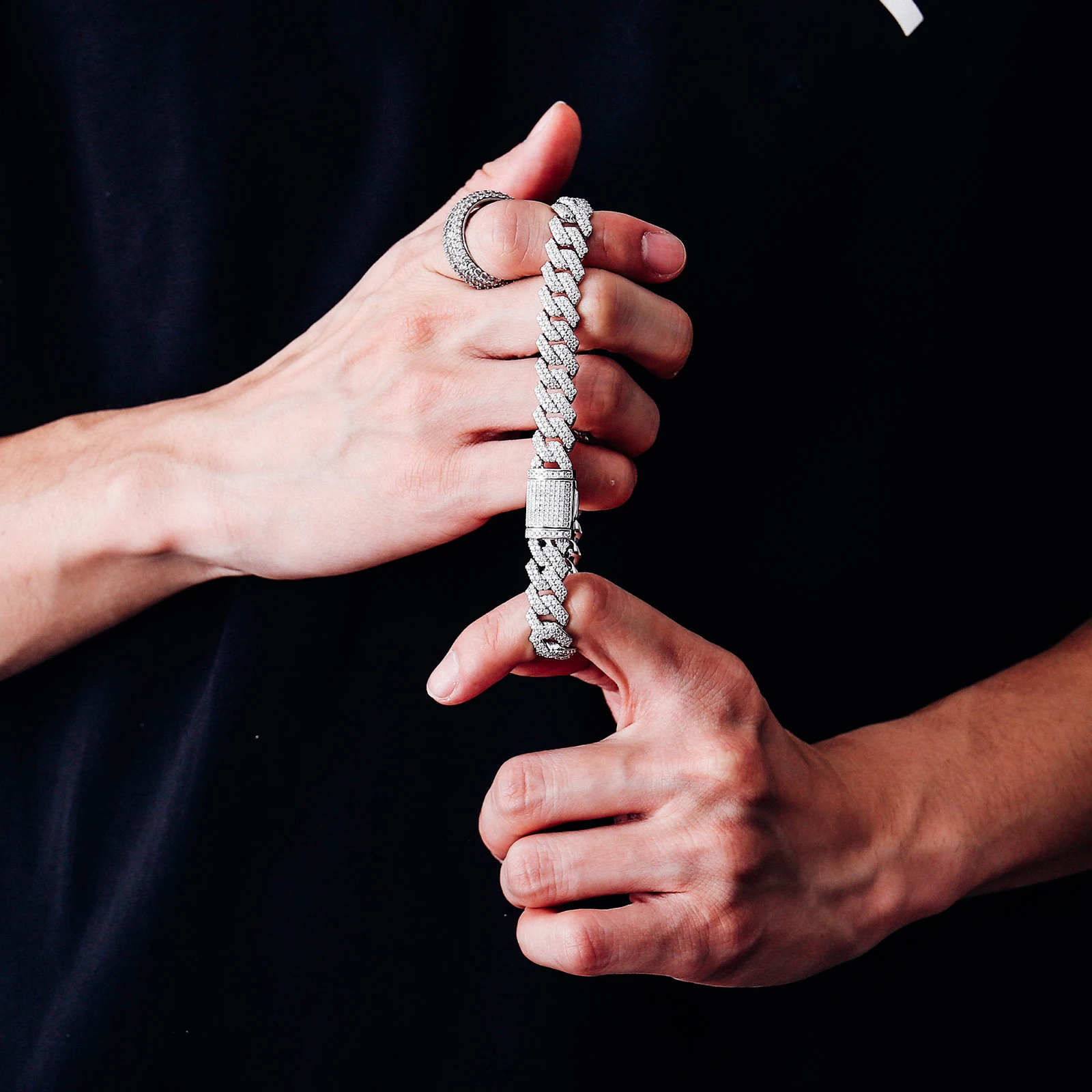 22 inches Width 8 mm 925 Sterling Silver Cuban Necklace moissanite cuban chain  Hip Hop Anniversary Gift  cuban link chain