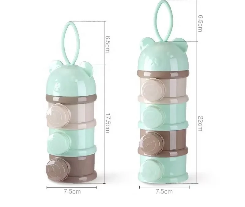 Baby Cartoon Bear shape Portable  Milk powder container plastic storage box for baby