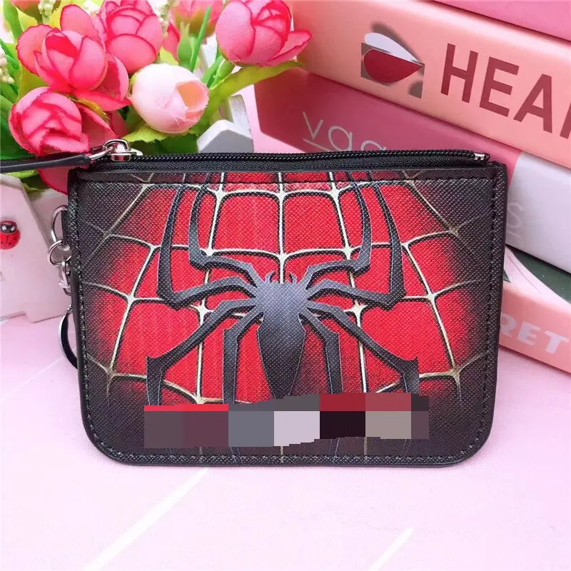 QY Spider-mans Bat-mans Revenge Captain Cartoon Pu Card Sleeve + Coin Purse Student Meal Card Bus Access Control Id Set