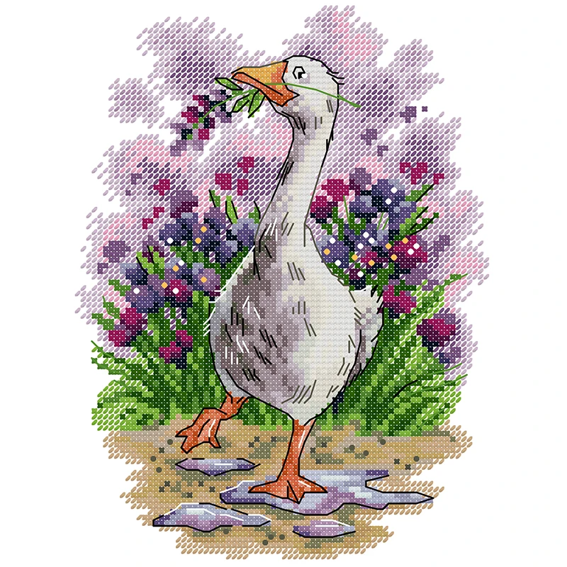 NKF Aida Cloth 14 Count Cotton Fabric Cross Stitch Embroidery Sets Lavender Goose Needlework Folk Crafts
