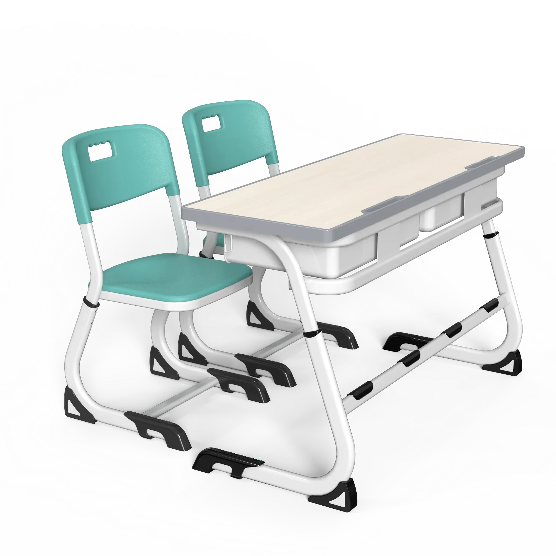 adjustable Classroom Furniture School Desk And Chair Student University Double School Desk Steel Wooden School Desk