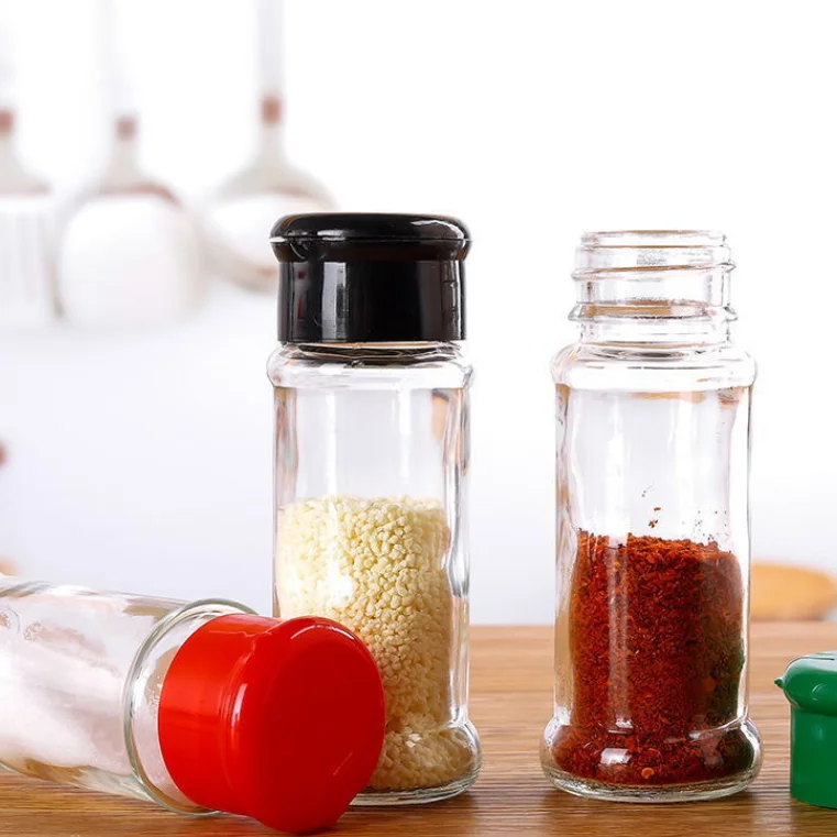 75ml Transparent round glass seasoning empty bottle Barbecue cumin powder Convenient pepper seasoning pot