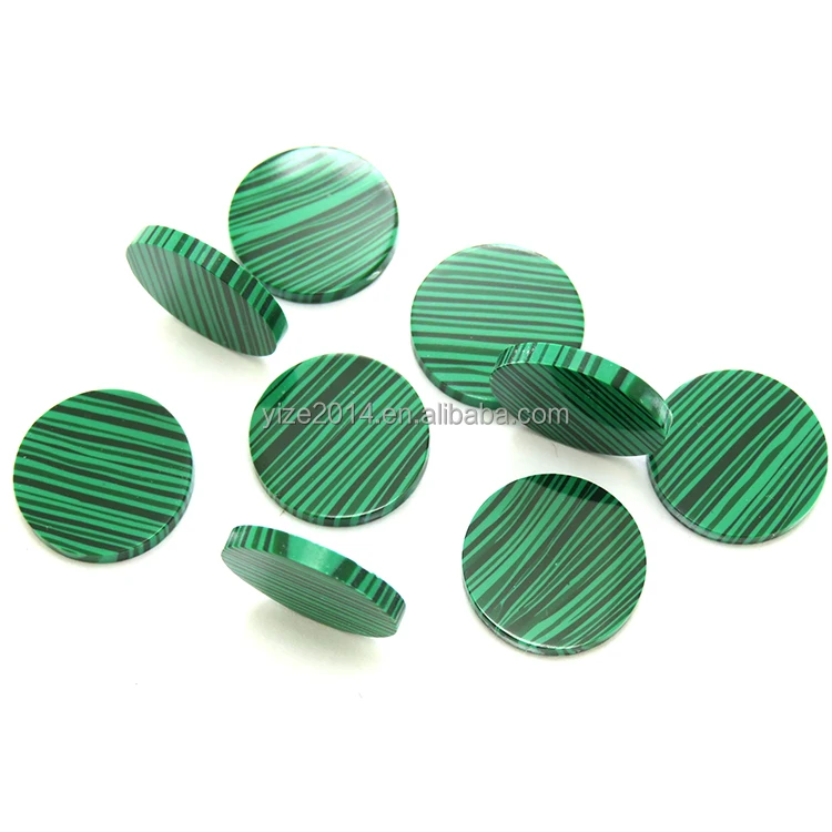 Fancy flat back disc round 15 mm gemstone flat beads malachite stone price synthetic malachite sheets for jewelry making