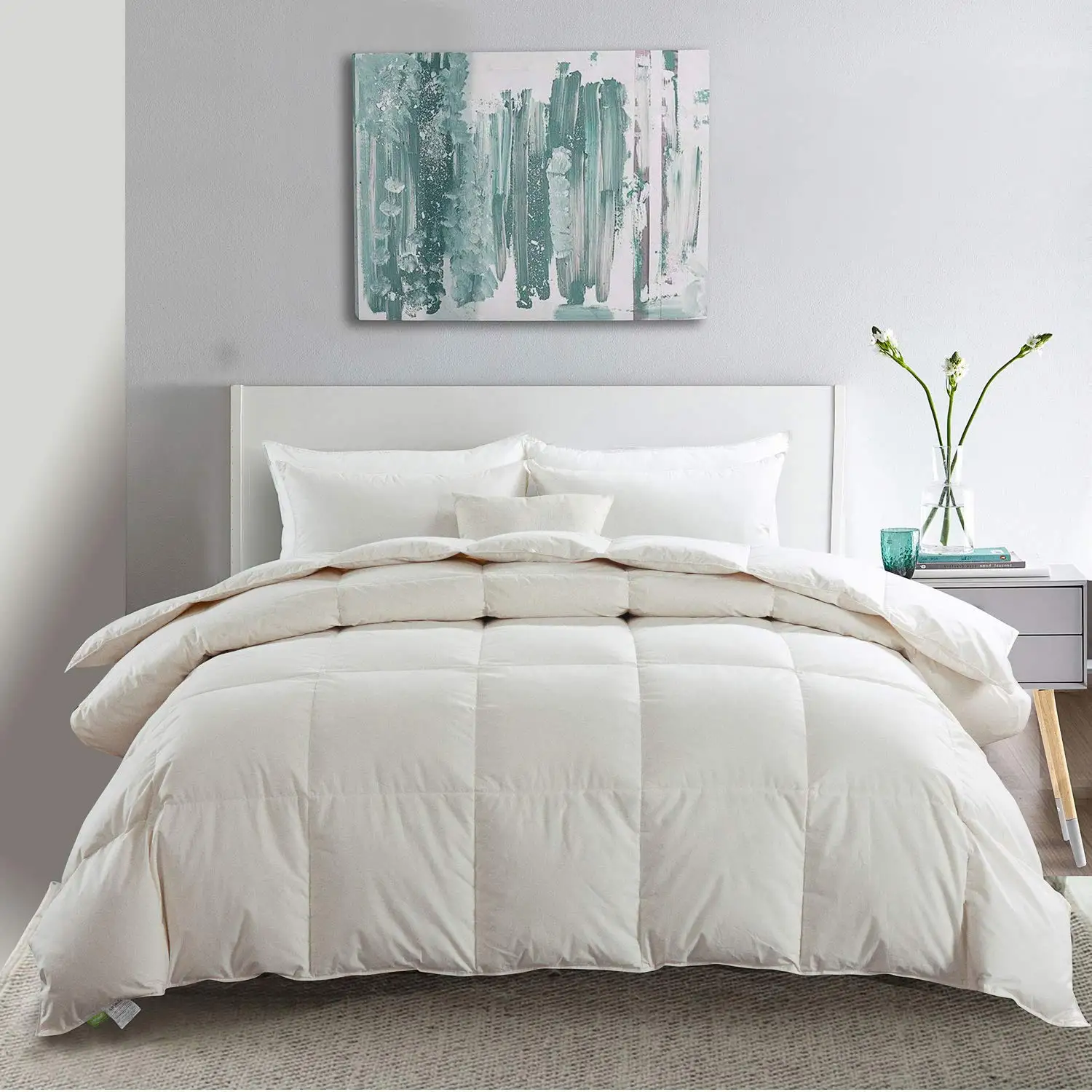 All Seasons Goose Feather Down Comforter Medium Warm for Hotel and Home Used