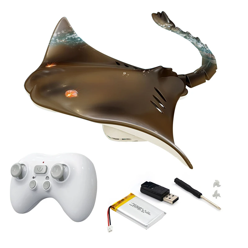 2.4G Remote Control Devil Fish Toy High Simulation Fish for Swimming Pool Bathroom Gift RC Boat Toys with  for Boys and Girls