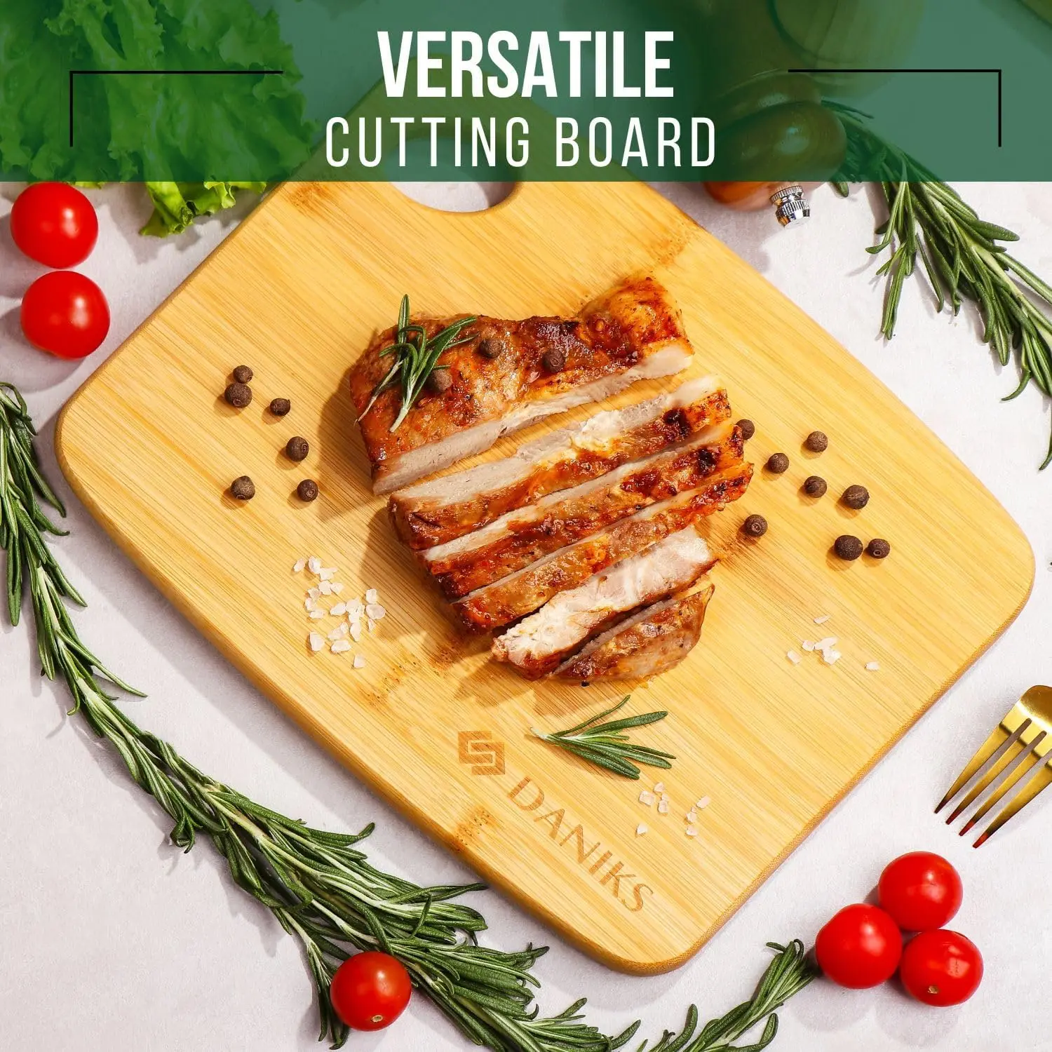 Bamboo Cutting Board Set of 3 pcs Kitchen Chopping Board for Serving Meat and Veggies