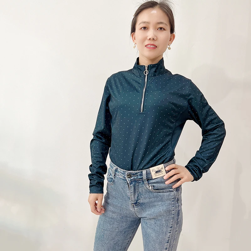 Riding Shirts Horse Polo Shirt Tops Clothing Manufacturers Show Zip Top Women Equestrian Baselayers