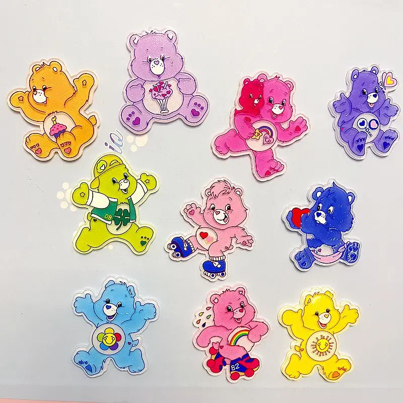 Large Size Acrylic Charms Care Bears Colorful Diy Accessory for Phone Case Hair Clip