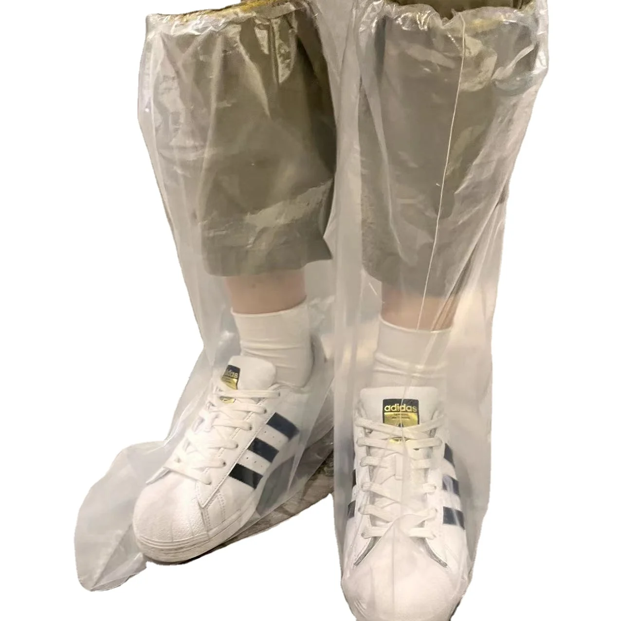 2022 hot sales support customized blue and white PE boot covers, suitable for rainy weather shoe covers