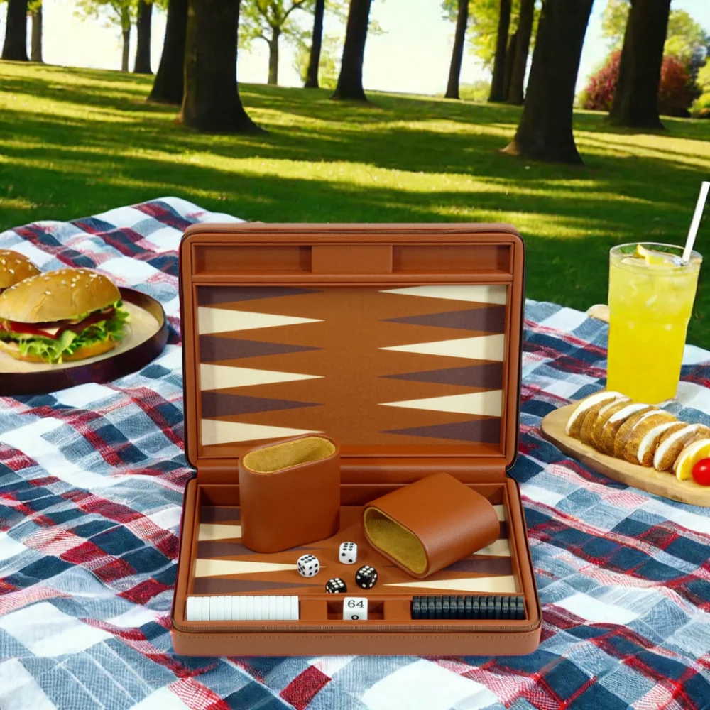 Outdoor Game 9 Inch Travel Backgammon Set with Magnet Checkers