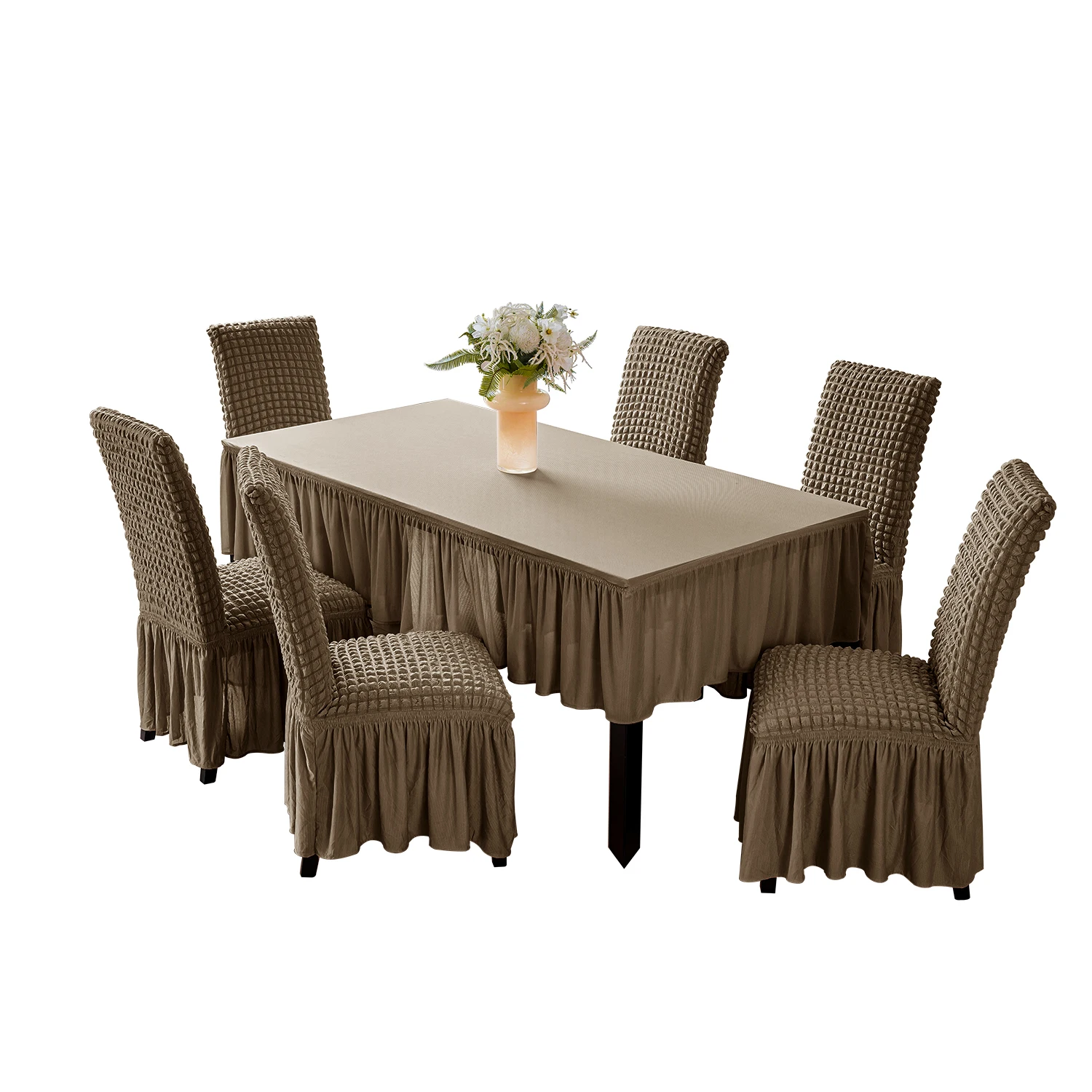 Wholesale Universal Elastic Stretch Washable Solid Polyester Bubble Lattice Dinging Chair Cover For Wedding Events
