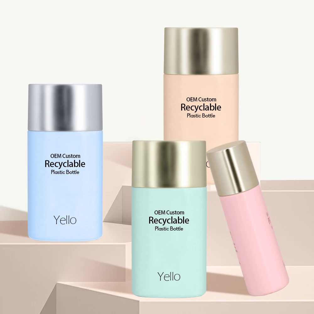 Luxury Sunscreen Bottle With Electroplated Screw Cap 30Ml Hdpe Sunscreen Squeeze Bottle Empty Oval Plastic Sunscreen Bottle