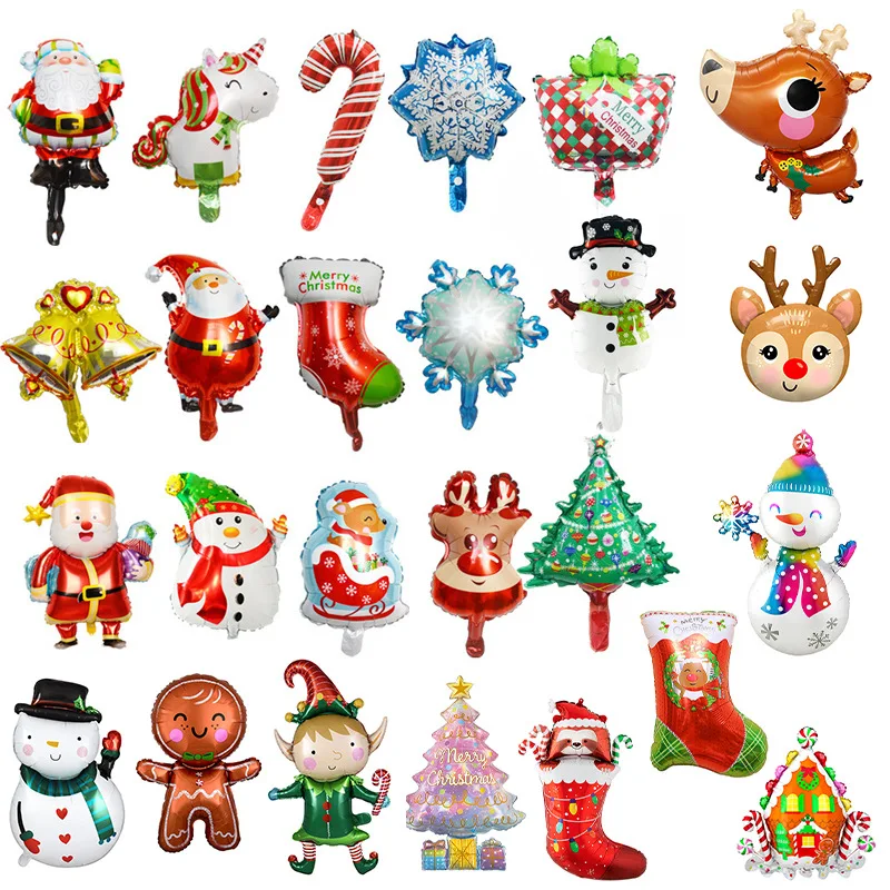Wholesale Aluminum Film Mylar Cartoon Ballons Globos Decoration Helium Merry Christmas Foil Balloons