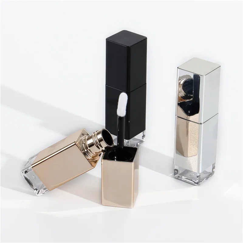 empty 8ml black square lipgloss tube packaging custom wand tubes private label lip tint bottles lip gloss tubes