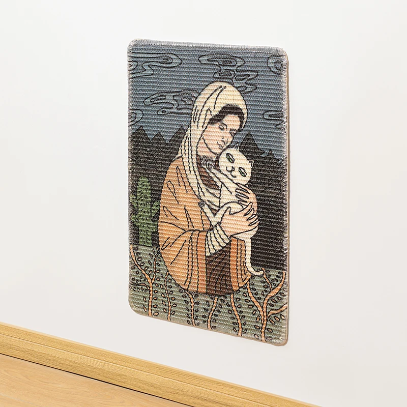 Cat Scratcher Mat,  Natural Sisal Scratching Mat with  Tape,Stick on Floor and Wall