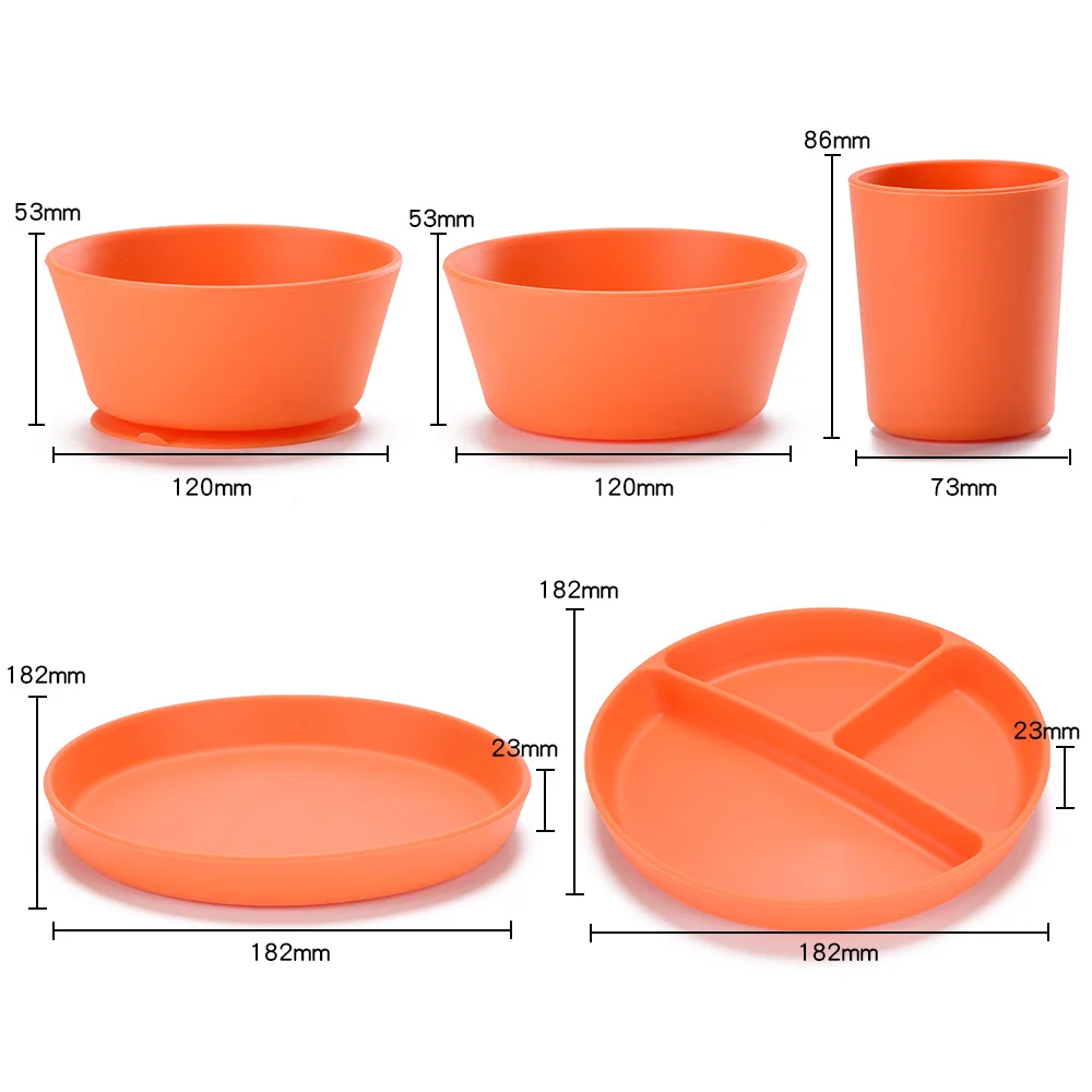 Customized Kids Dining Baby Print Bowl Waterproof Suction Plate Dish Silicone Tableware Feeding Set for Children