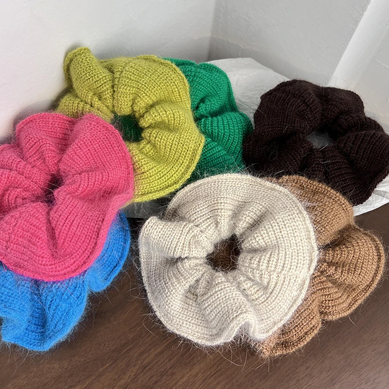 Ins Hot Handmade Hair Accessory Elastic Scrunchies Knitted Crochet Scrunchies For Women Girls