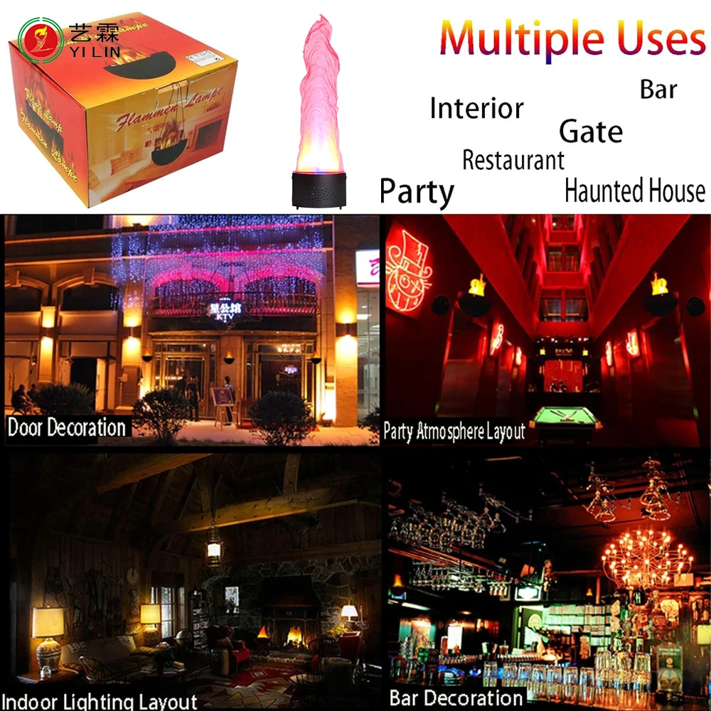 Stage Party Bar Silk Flame Light Atmosphere Equipment Factory Artificial Fire Flame Effect Light LED Fire Flame Lamp