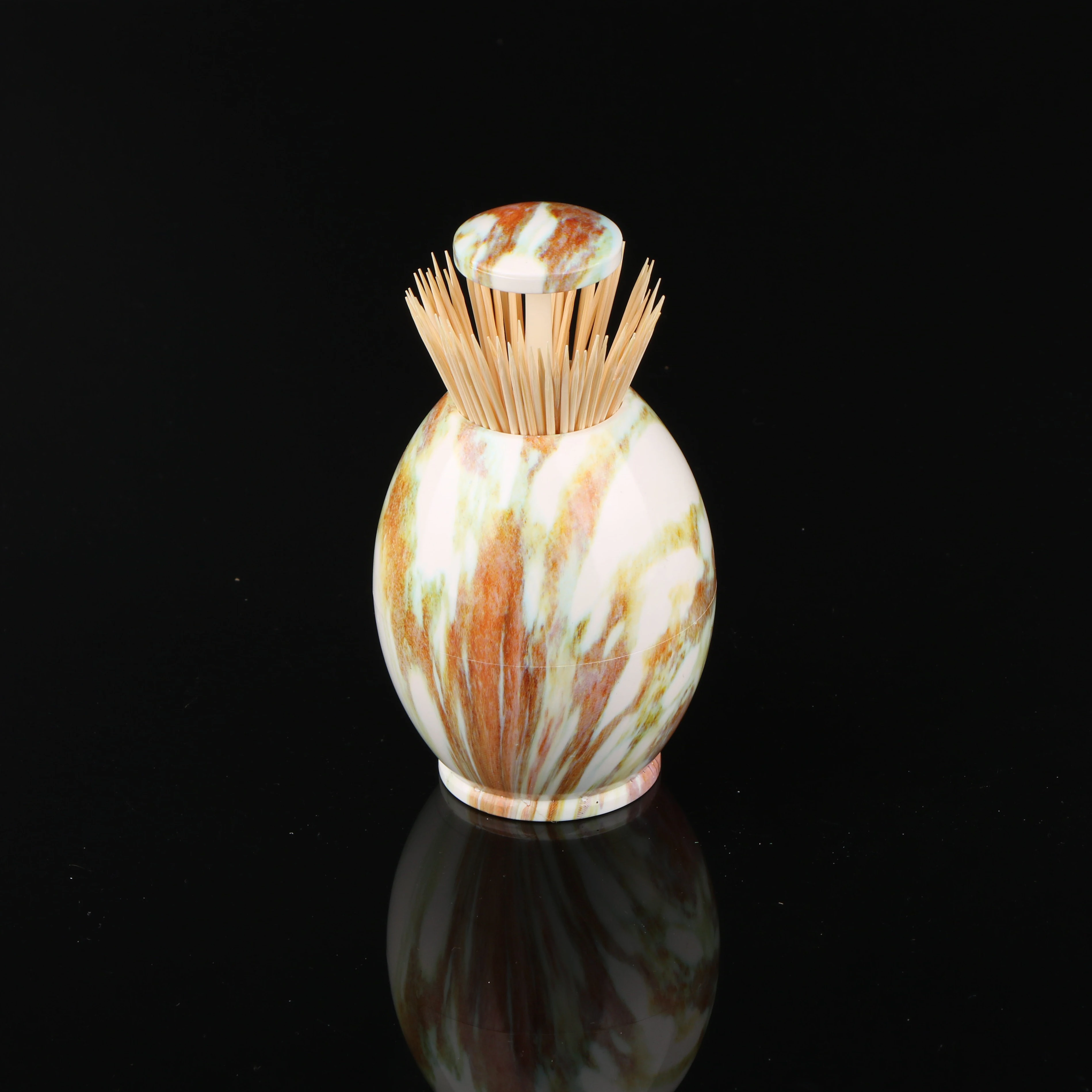 
Wholesale creative light brown lines plastic automatic toothpick holder 