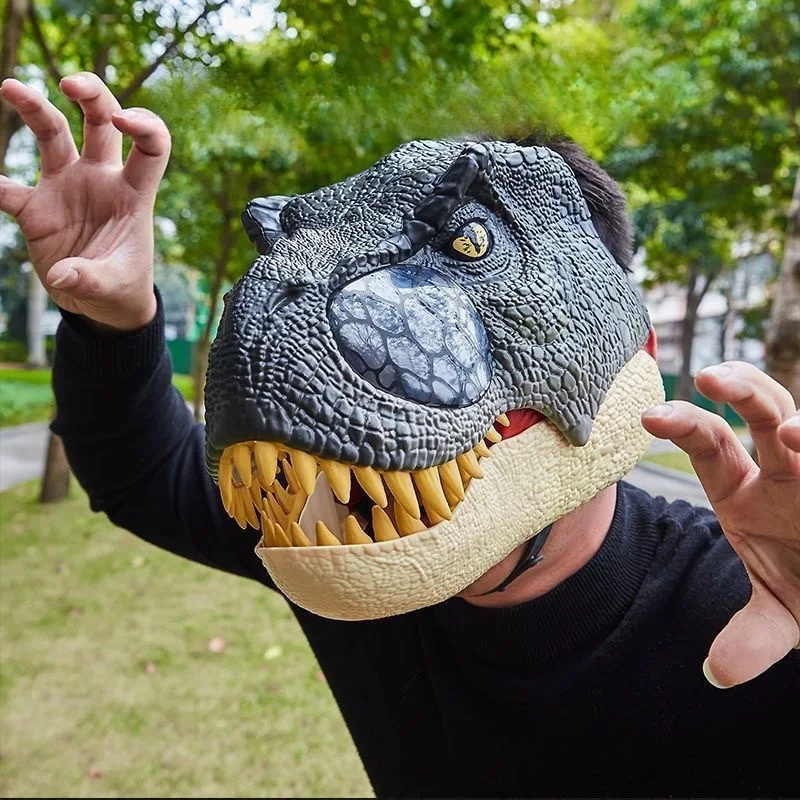Upgraded Velociraptor Dinosaur Mask for Halloween Costume Party Latex Dino Animal Head Mask