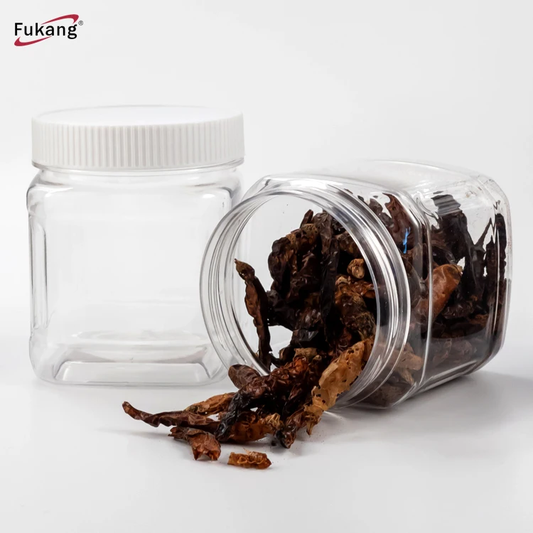 Plastic Square Bottle Food Grade Cookie Packaging Candy Jars