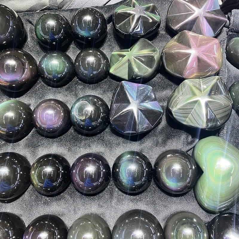 Wholesale Natural High Quality rock crystal rainbow balls Healing Stone sphere Rainbow Obsidian Sphere For Home Decoration