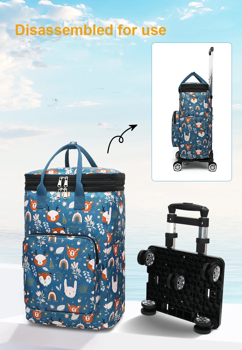 Wheeled Duffle Bag Hand Carry-On Traveling Bags With Wheels Trolley Carrying Market Foldable Shopping Bag On Wheels