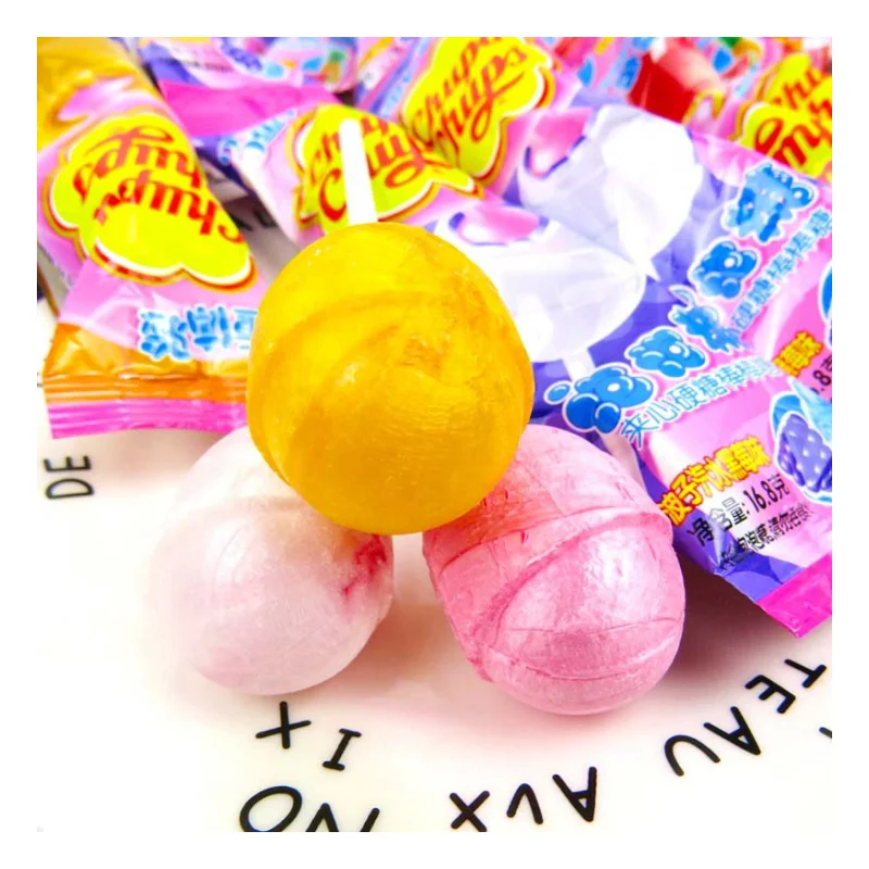 16g Various Fruit Flavor Hard Sandwich Sweet Candy Bubble Gum Lollipop Exotic Snacks