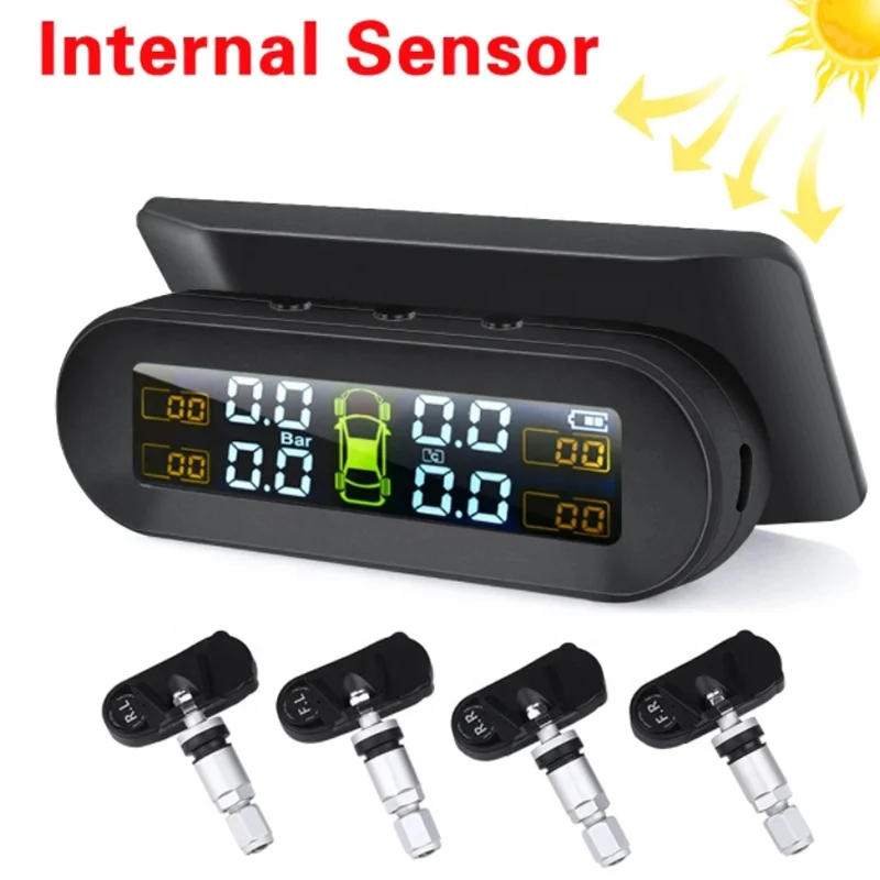 YLY TPMS Solar Power TPMS Car Tire Pressure Alarm Monitor Auto Security System Tyre Pressure 360 Adjustable Temperature Warning