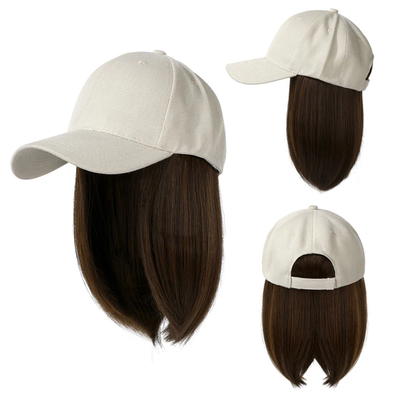 One piece wig duck tongue with bob head wig baseball cap bobo head European and American foreign trade manufacturers in stock