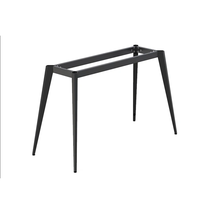 White Novelty Metal Meeting Training Table Electrostatic powder coating office table slanted slim curved leg frame