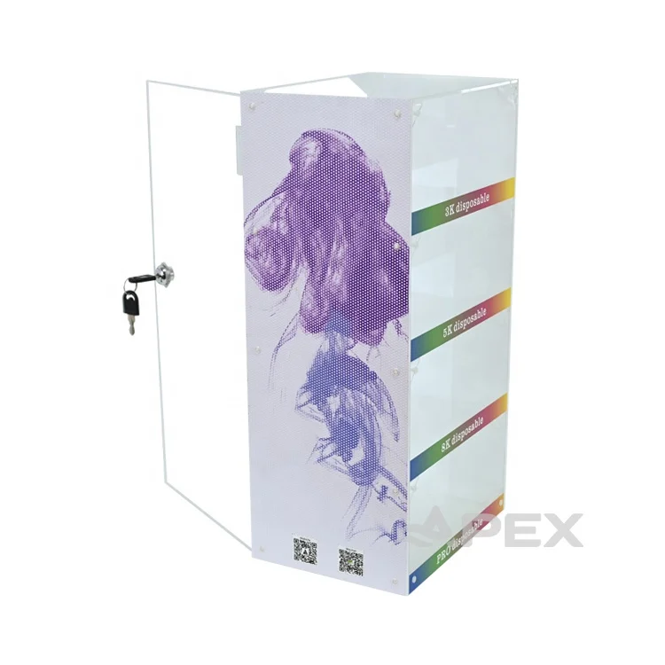 APEX Acrylic Smoke Display Stand Customized Brand Logo Desktop Retail Store Smoke Display Rack with Lock