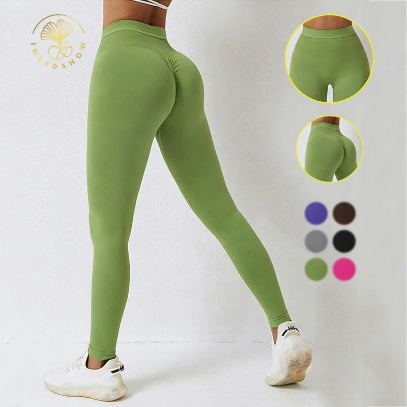 High Quality Sport Clothes Womens Nylon Spandex Compression Gym Leggings Yoga Women Seamless High Waist Scrunch Butt Leggings