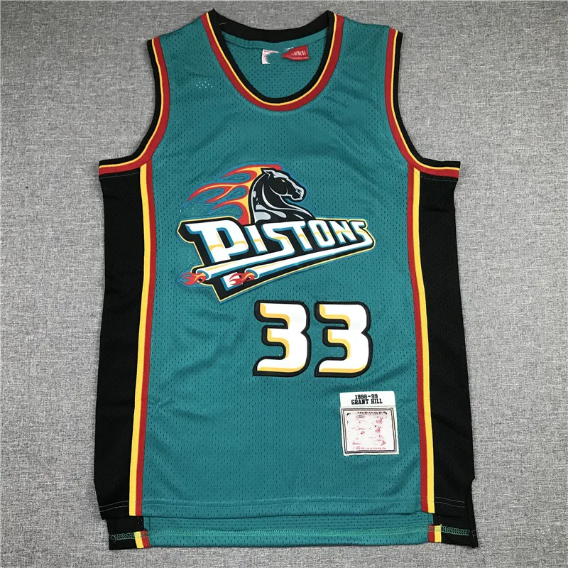 Drop Shipping Cheap Stitched Retro 1998-99 Basketball Jersey Detroit Piston 33 Hill