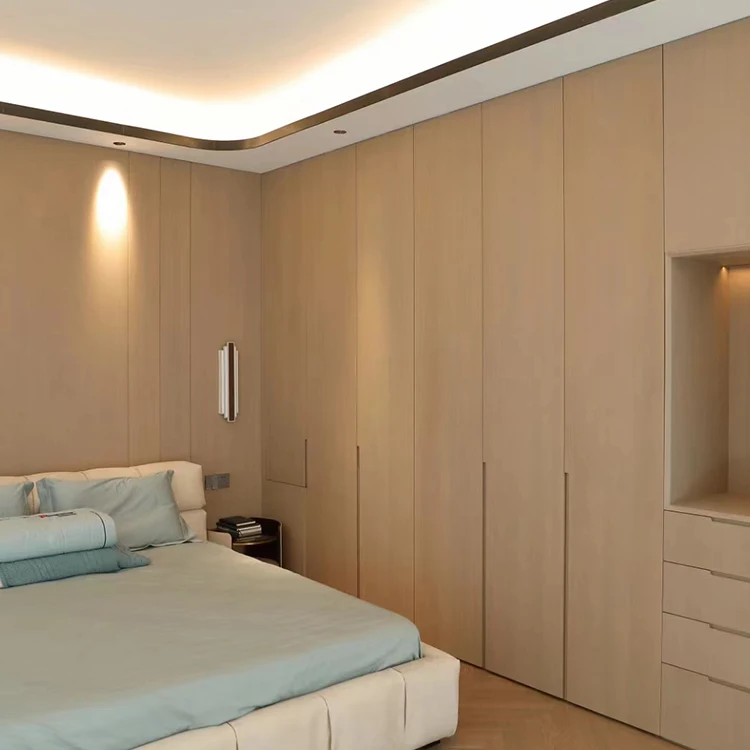 High End Export Wooden Wardrobe Bedroom Furniture Closet Fabric Price Wooden Bed Wardrobe