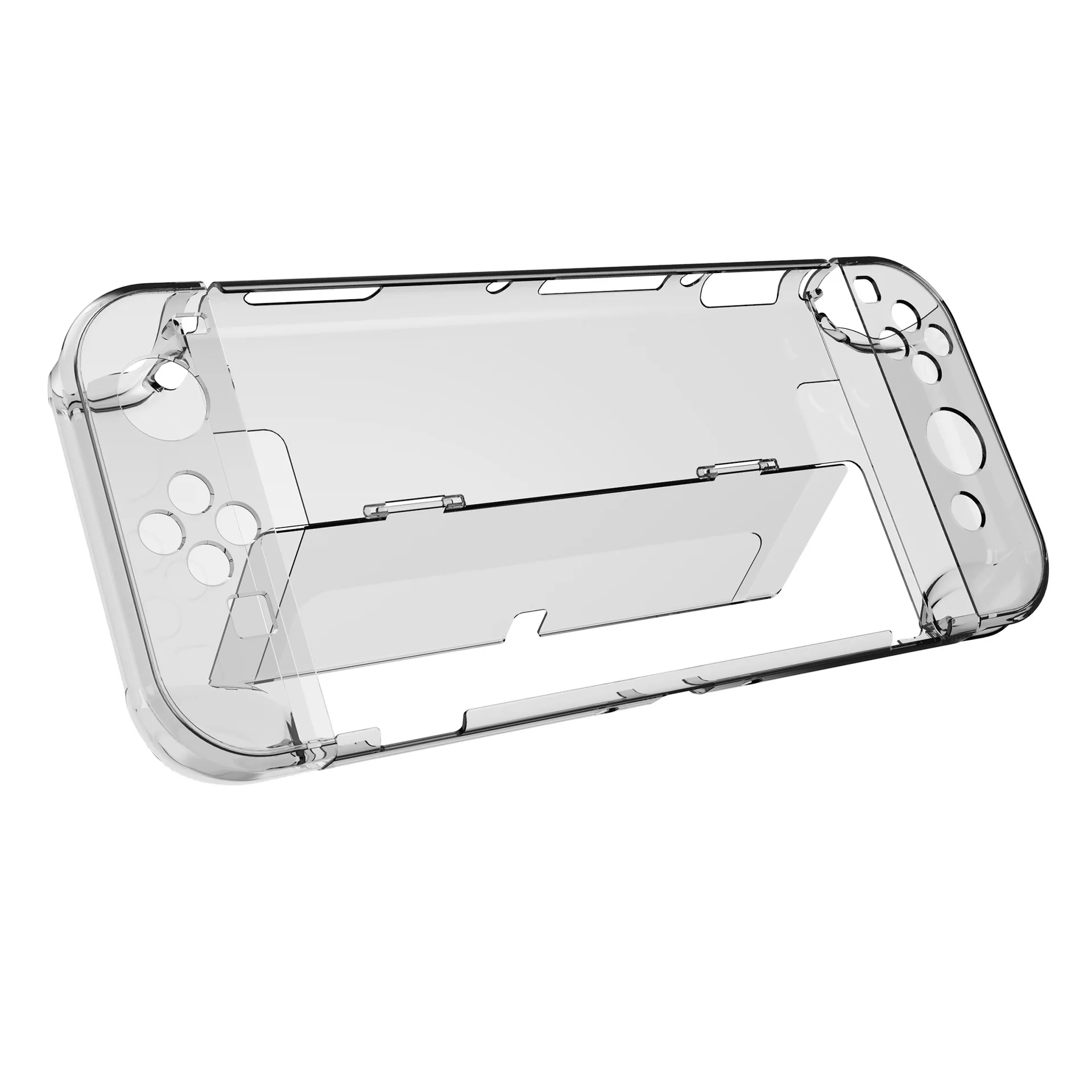 New Design Clear Blue Red Transparent Crystal Case Cover for Nintendo Switch OLED Pro Stand Holder