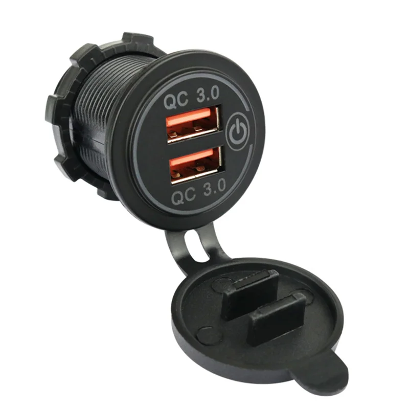 universal dual usb qc3.0 fast charger 12v / 24v panel usb port car charger socket for bus camper truck car boat