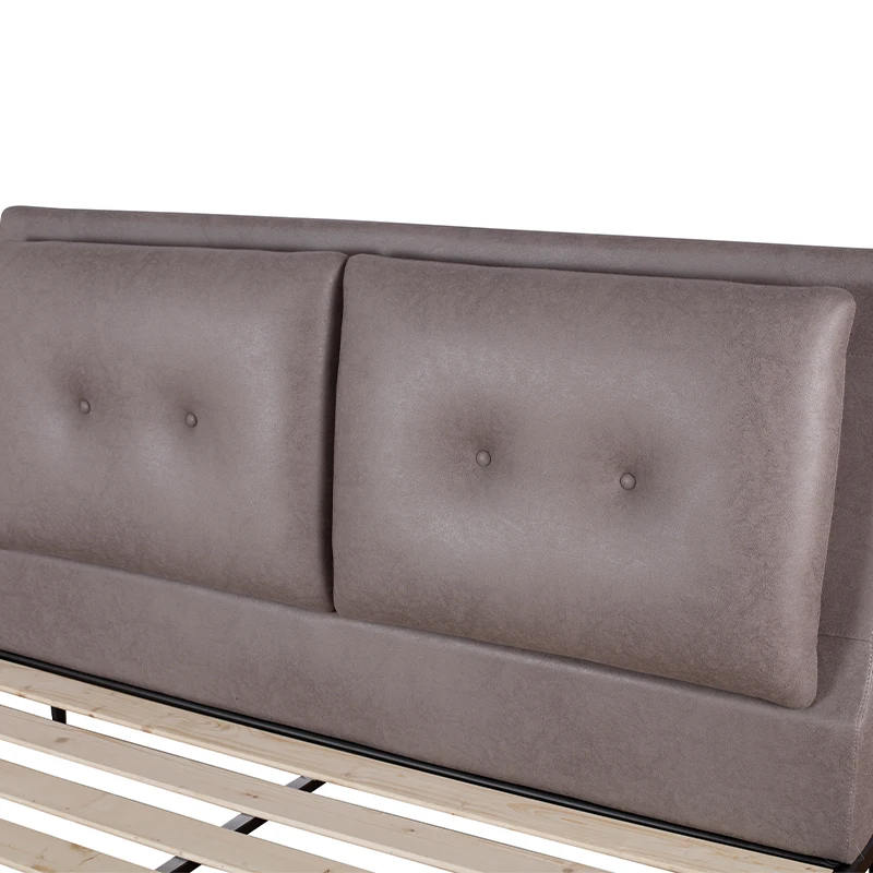 Modern Luxury Bed Hotel Bedroom Furniture Set King Size Soft Upholstered Double Leather Headboard Wood Frame Elegant Design Home