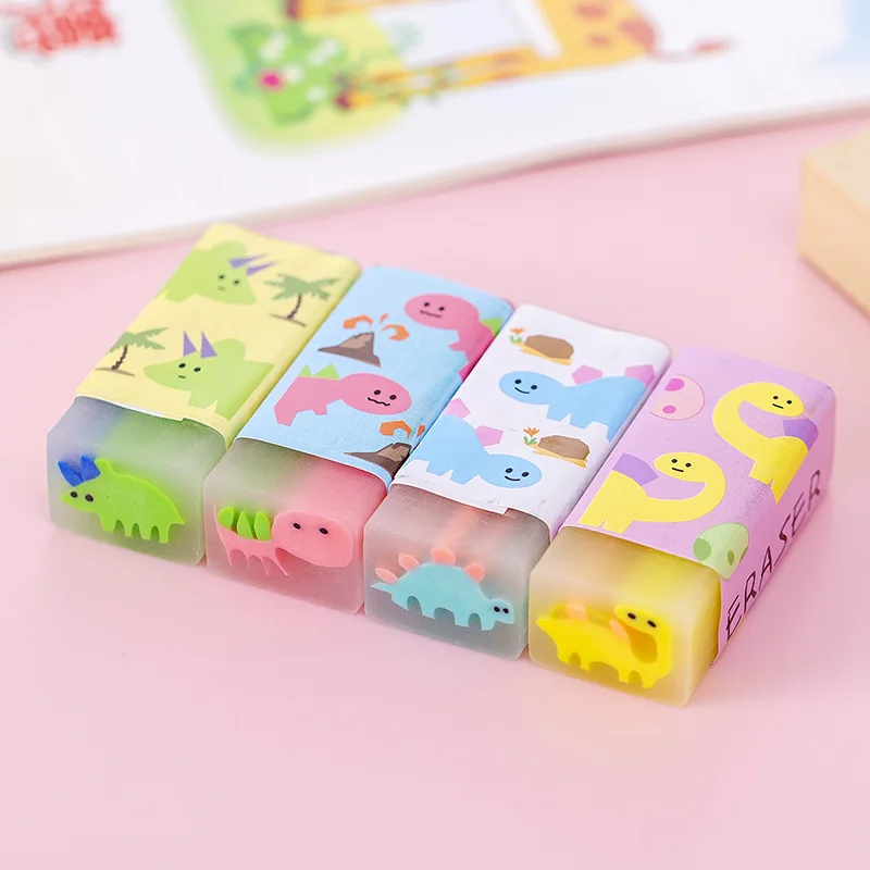 Wholesale Student Stationery Pvc Strawberry Watermelon Dinosaur Eraser Cute Cartoon Fruit Eraser